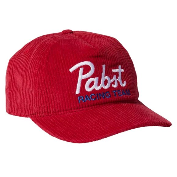 Pabst Blue Ribbon PBR Racing Team Corduroy Snapback Adjustable Hat Cap Red OSFM - Picture 1 of 4